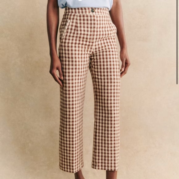 Sezane Pants - Sézane Martin Gingham Crop Pant